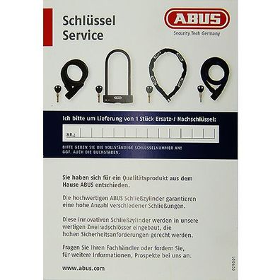 Schlüsselbestellkarte ABUS, 485 / 4850 / 495, Abus, 29001