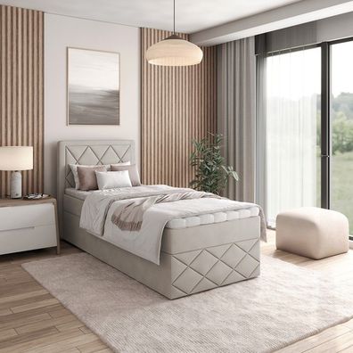 Bett DORMI 3 MINI Boxspringbett mit Bettkästen, Topper H3, Einzelbett, Stauraum