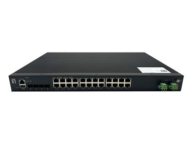 LevelOne 28-Port L2+ Managed PoE Industrial Switch, 4 x 1/2.5/10GbE SFP+, 24 PoE-Ausg