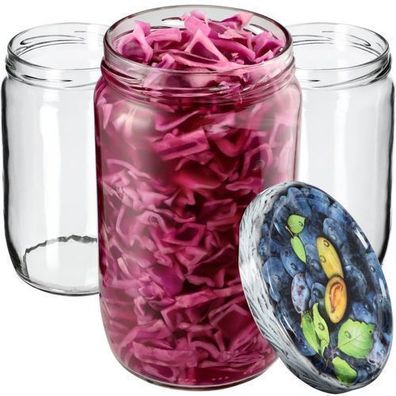 KADAX Weckgläser 720 ml, Einmachglas zum Einlegen, Pflaumen / 8 Stück