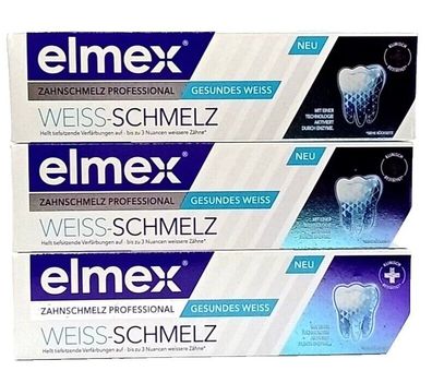 3x NEU elmex Zahnschmelz Professional WEISS-SCHMELZ 3x 75ml Gesundes WEISS