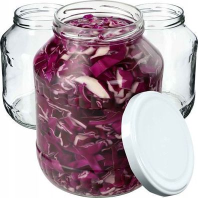 KADAX Weckgläser 1,7L, Einmachglas zum Einlegen, fi89 mm, Weiß Deckel 8 Stück