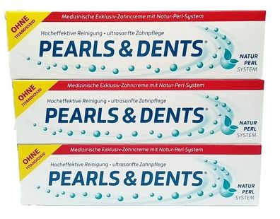 3 x Pearls & Dents Zahncreme mit Natur-Perl-System 3x100ml PZN 1053796