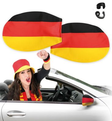 FRIES Fan Auto Spiegelüberzug 2er Set für Autospiegel Deutschland Schwarz-Rot-Gold