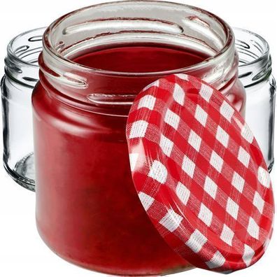 KADAX Einmachgläser mit Deckel, fi66 mm, 200 ml, 10 Stück, Rot kariert