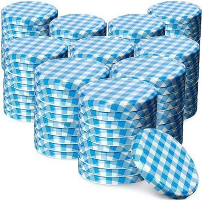 KADAX Schraubdeckel fi82 mm, für Einmachgläser, 100 Stück, Blau kariert