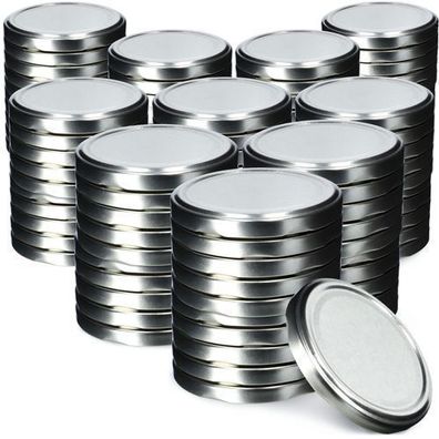 KADAX Schraubdeckel fi66 mm, Ersatzdeckel Set aus Metall, 100 Stück, Silber