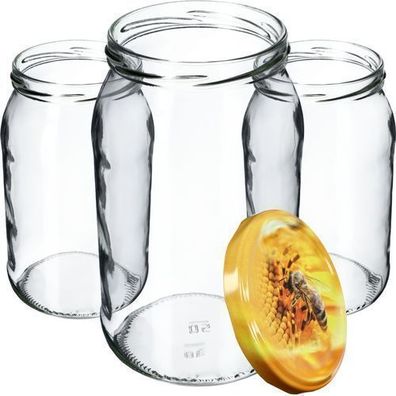 KADAX Weckgläser 900 ml, Sturzglas zum Einlegen, 8 Stück, Biene