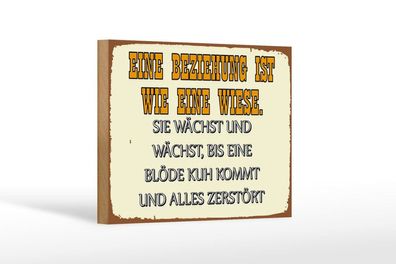 Holzschild Eine Beziehung ist wie eine Wiese, 3 vers Größen, Spruch