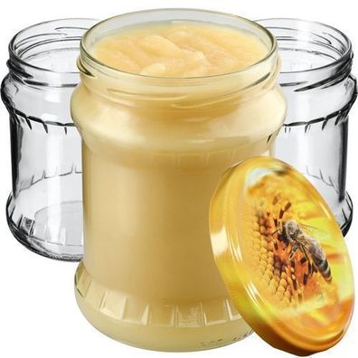 KADAX Einmachglas 500 ml, Aufbewahrungsgläser, Biene / 8 Stück