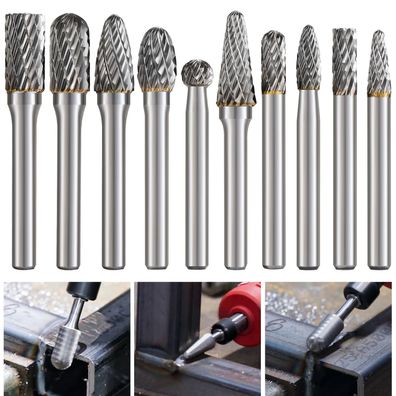 Hartmetall-Frässtifte Doppelschnitt Set 10-tlg 6 mm Schaft