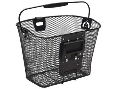 Vorderradkorb KLICKfix Uni schwarz 35x26x25cm, engmaschig, mit Lampenclip