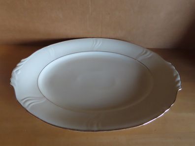 Servierplatte Servierteller creme oval mit Goldrand W Bavaria 38 Porzellan