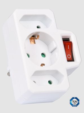 Heitech 3-Wege-Steckdosenadapter - Mehrere Steckdosen mit Schalter Maximallast