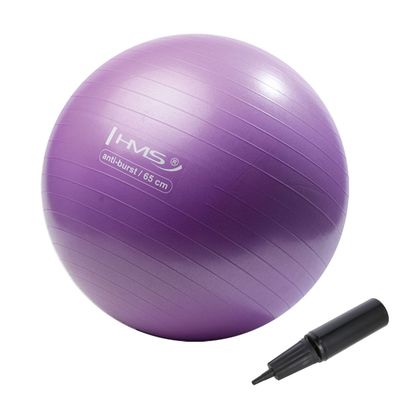 HMS YB02N Gymnastikball 65 cm violett mit Ballpumpe