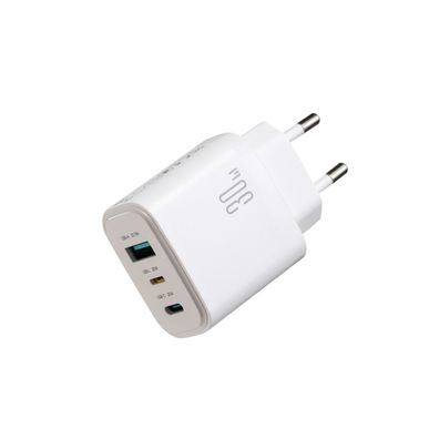 Joyroom JR TG6 GaN 30W Ladegerät 3 Ports Weiß für iPhone USB C