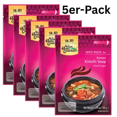 5er-Pack Asian Home Gourmet Koreanische Kimchi Suppenpaste 50g