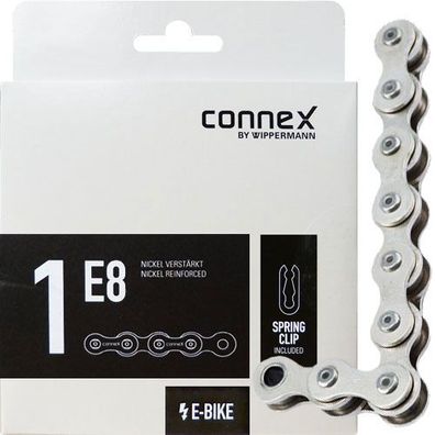 Kette 1E8 1-fach, 136 Glieder, E-25, Connex, Federverschluss, 1