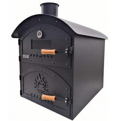 Holzbackofen Indirekt befeuert Pizzaofen DUO BLACK schwarz