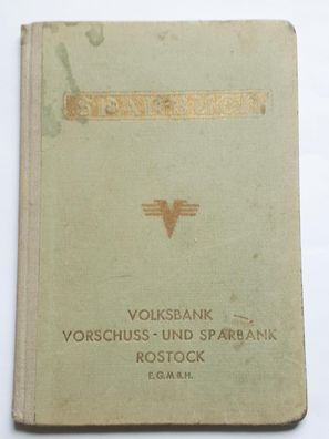 Sparbuch Volksbank Vorschuss- und Sparbank Rostock 1942-1946
