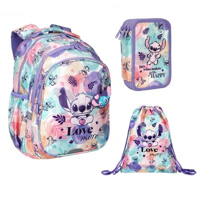 Schulrucksack Federmäppchen „Jumper 3“ und Sporttasche für Schuhe Stitch