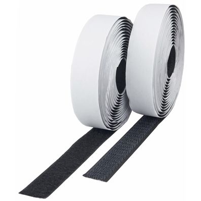 0,80 EUR/m Klettband selbstklebend 10m x 2cm schwarz, 2 Rollen, Hakenband Flauschband