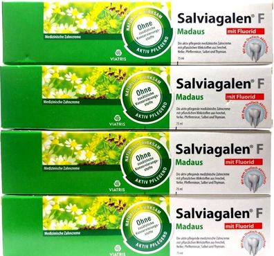 4 x Salviagalen F Madaus Zahncreme, 75 ml PZN 11548356