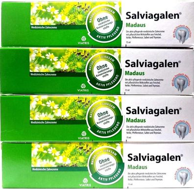 4 x Salviagalen med. Zahncreme Madaus, 75 ml