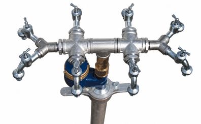 TKW Wassermess Standrohr 8x Zapfhahn DN80 Trinkwasserverteiler Wasseruhr