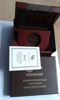 Box Etui für 50$ 2012 PP USA Buffalo Büffel 1 Unze Gold proof