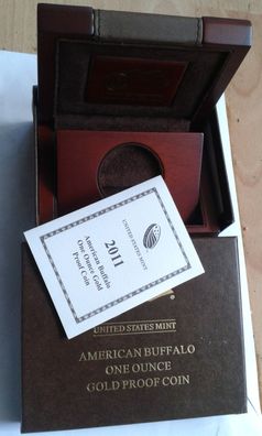 Box Etui für 50$ 2011 PP USA Buffalo Büffel 1 Unze Gold proof 2011 Buffalo