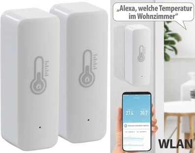 NEU 2er Set Thermometer Temperatur Feuchtigkeitssensor WLAN App für Raumklima