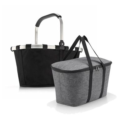 reisenthel Set aus carrybag BK + coolerbag UH BKUH, black + twist silver, Unisex
