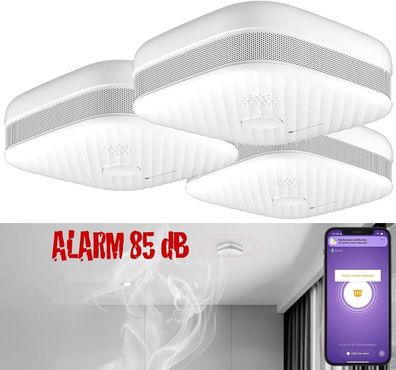 NEU 3er Set Rauch Hitzemelder WLAN App Feuermelder für Sicherheit Wohnung Haus