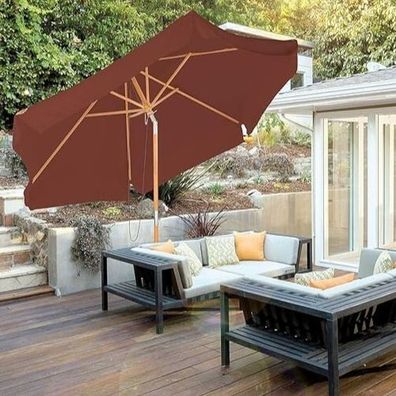 NEU Neigbarer Sonnenschirm Holzgestell für UV Schutz Garten Terrasse Outdoor BBQ