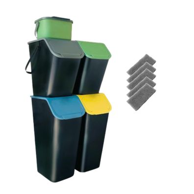 Go Practic Kuechen Muelleimer Set 4x Behaelter 2x35L 2x25L plus 4,5L Deckel