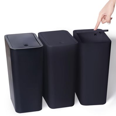 Vividron 3er Pack 10L Mélleimer Badezimmer Abfalleimer schwarz