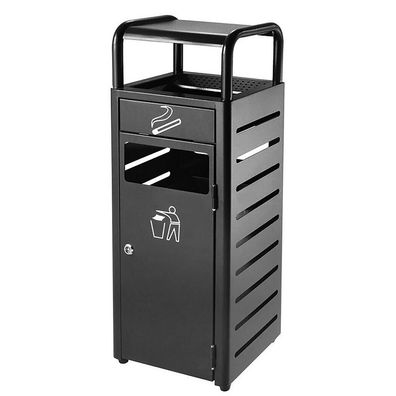 Außenmélleimer Edelstahl Eisen 30L vertikaler Design-Mélleimer schwarz silber