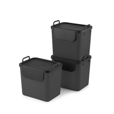 Rotho SALSA Mélltrennsystem 3er Set stapelbar 3x30L dunkelgrau