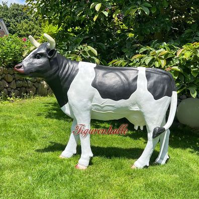 Kuh Figur schwarz bunt Statue Skulptur Bauernhof Tierfigur Deko Garten Bauern