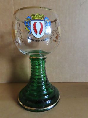 Reiseandenken Weinglas 0,1l Goldauflage Wappen Brodenbach/Mosel
