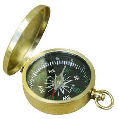 Maritimer Kompass mit Deckel & Ring aus Messing Ø 4,5 cm