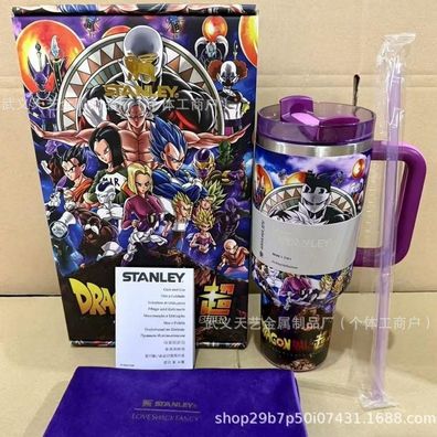 Dragon Ball Stanley Cup 40oz, Goku Vegeta Anime Tumbler, Travel Mug with Handle & Str
