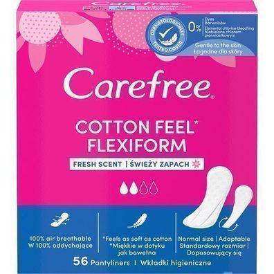 Carefree Flexiform Slipeinlagen aus Baumwolle, 56 Stück