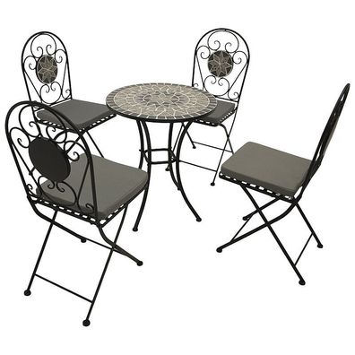Bistroset Gartenset 5-teilig Eisen + Mosaik grau