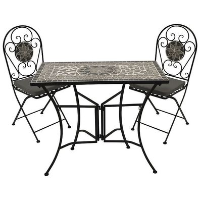 Bistroset Gartenset 3-teilig Eisen + Mosaik grau