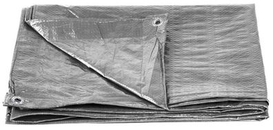 Plane Tarpaulin Medium 10x15 m, 100 g/m, Abdeck-, SILVER, silber, mit Ösen