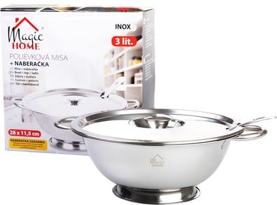 Schüssel MagicHome, Suppe mit Schöpfkelle, 3000 ml, Terrine, Edelstahl