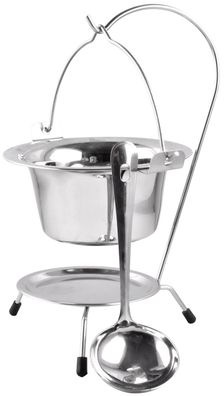 Servierset MagicHome, 800 ml, Edelstahl, Mini-Kessel mit Ständer und Schöpfkelle