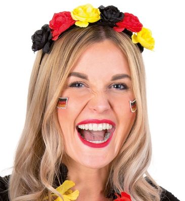 FRIES Fan Haarreif Blumen Deutschland Schwarz-Rot-Gold